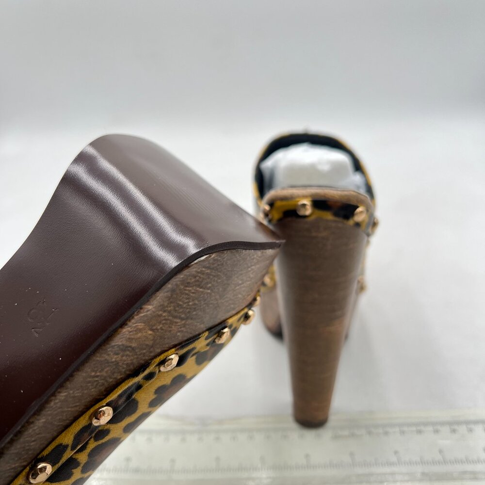 FSJ Leopard Print Platform Clog Mules in Tan and Brown - Picture 6 of 8